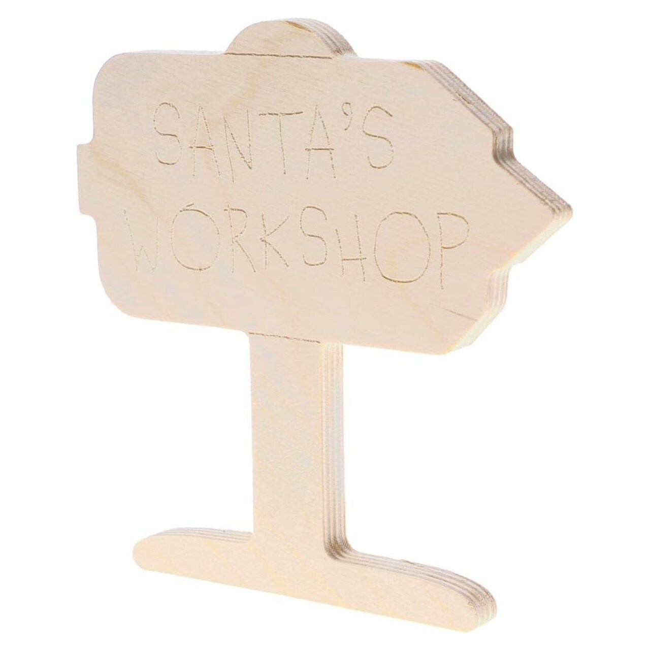 Good Wood By Leisure Arts Shape Santa'S Workshop Sign 6.75"X6.5", Wooden Shapes, Wood Shapes, Wooden Shapes Wall Decor, Large Small Shapes For Crafts